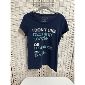 Wound‎ Up Blue Women's "I Don't Like Morning Peo.." Short Sleeve T-Shirt Size XL